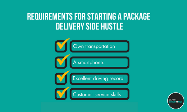 A diagram showing requirements for delivery side hustle