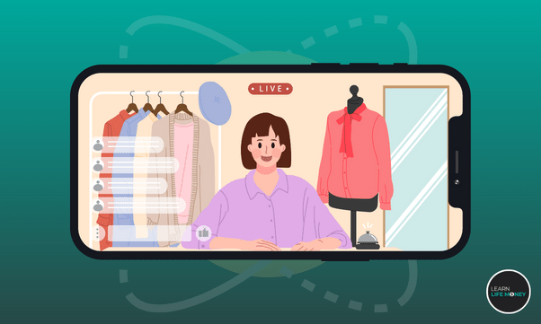 A girl selling clothes online