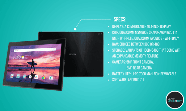 A photo of Lenovo Tab 4 Plus, with its specs as the best 10-inch budget.