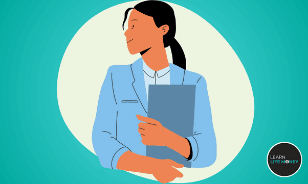 A businesswoman holding a document.
