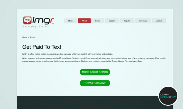 Get paid just by texting through Imgr.